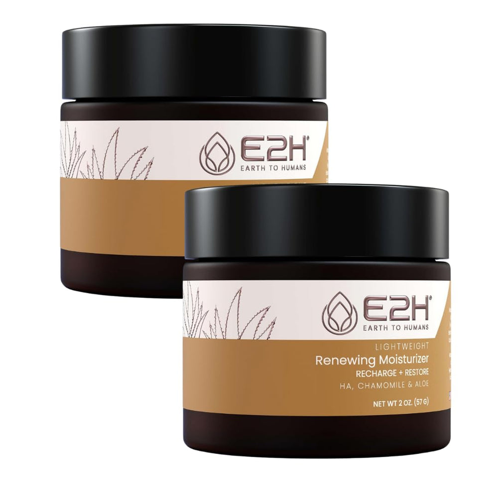 E2H Lightweight Renewing Moisturizer with Hyaluronic Acid, Chamomile and Aloe | Non-Greasy, Absorbent | Improves Skin Suppleness | Long-Lasting Hydration