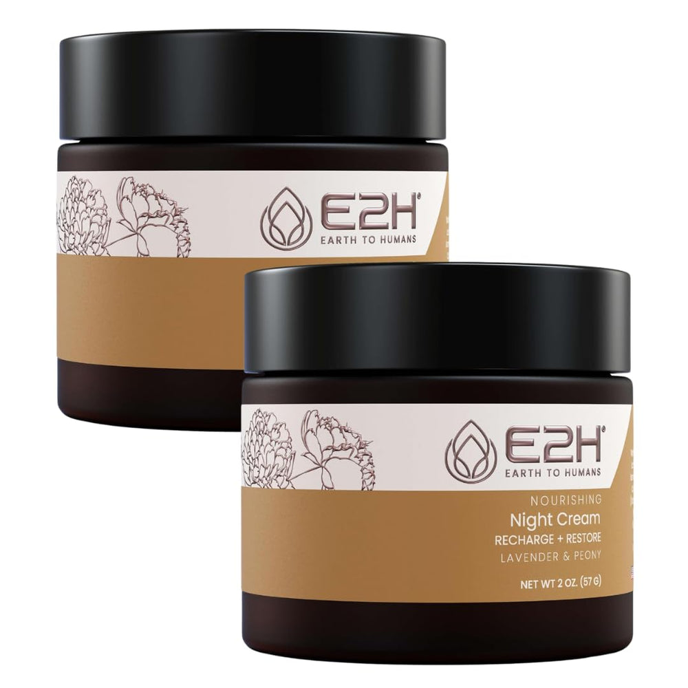 E2H Nourishing Night Cream with Lavender and Peony | Rejuvenates & Nourishes | Firms & Evens Tone | Dewy Radiant Glow (2 Pack)