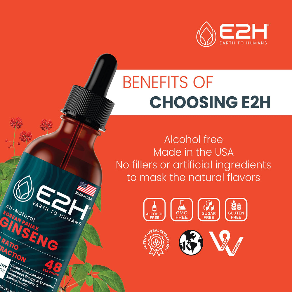 All-Natural KOREAN PANAX GINSENG ROOT Liquid Extract | Vegan E2H All-Natural KOREAN PANAX GINSENG ROOT Liquid Extract | Vegan E2H