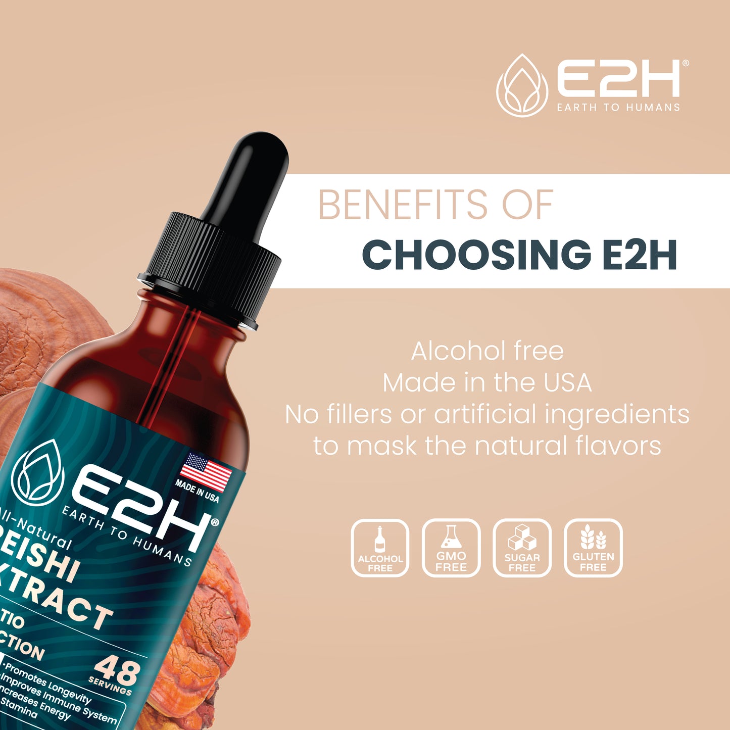 
                  
                    All-Natural REISHI MUSHROOM Liquid Extract - Vegan - E2H
                  
                